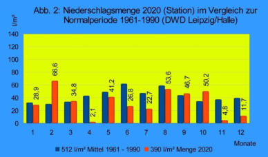 Vergleich Niederschlag der Station mit langjährigem Mittel