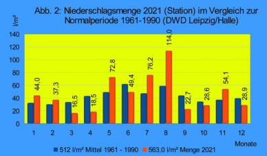 Vergleich Niederschlag der Station mit langjährigem Mittel