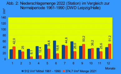 Vergleich Niederschlag der Station mit langjährigem Mittel